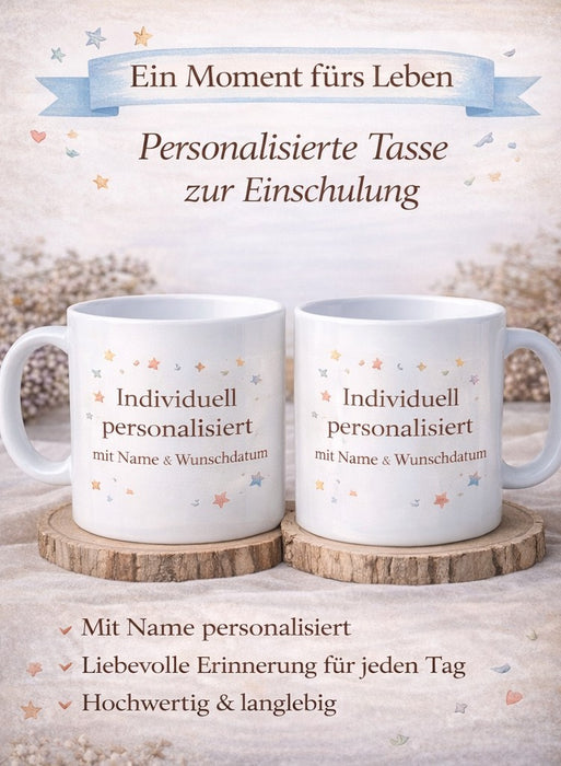 Einschulungstasse Reh mit Name Personalisierte Schulkind Tasse Mädchen - CreativMade