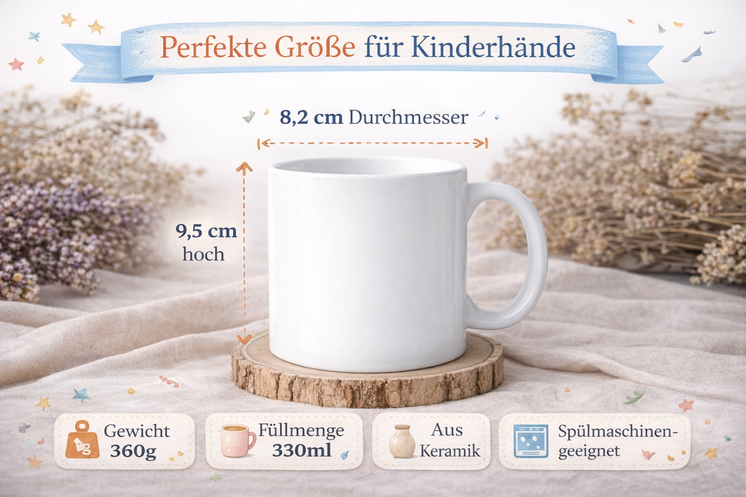Einschulungstasse Reh mit Name Personalisierte Schulkind Tasse Mädchen - CreativMade
