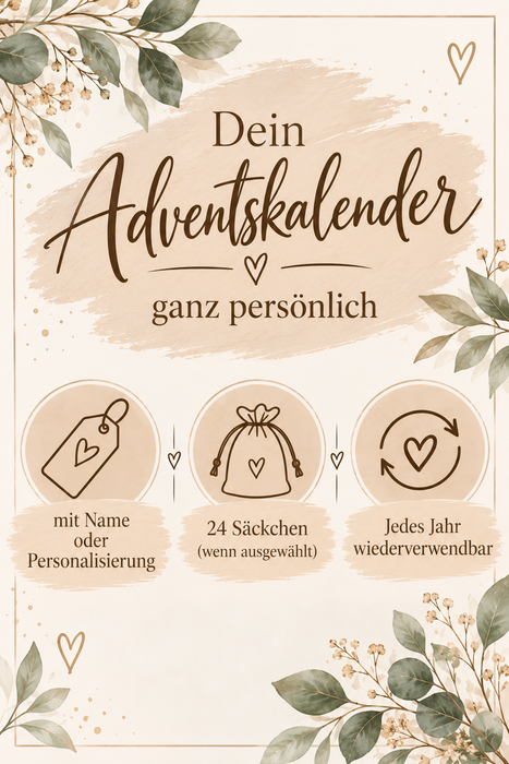 Personalisierter Adventskalender aus Holz mit Namen Pferd für Mädchen– zum Befüllen mit oder ohne Säckchen | CreativMade .