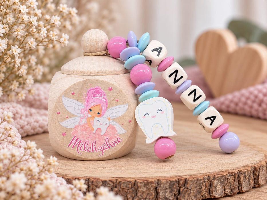 Personalisierte Milchzahndose Zahnfee mit Zahn – Zahndose mit Namen | CreativMade .