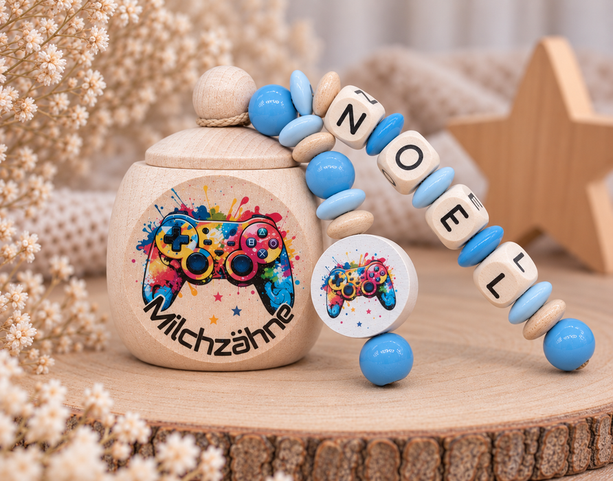 Milchzahndose personalisiert mit Namen Controller Jungen Zahndose mit Namen - CreativMade
