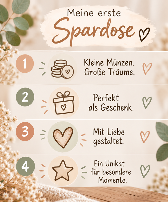Personalisierte Kinder Spardose mit Namen - Holzspardose für Kinder