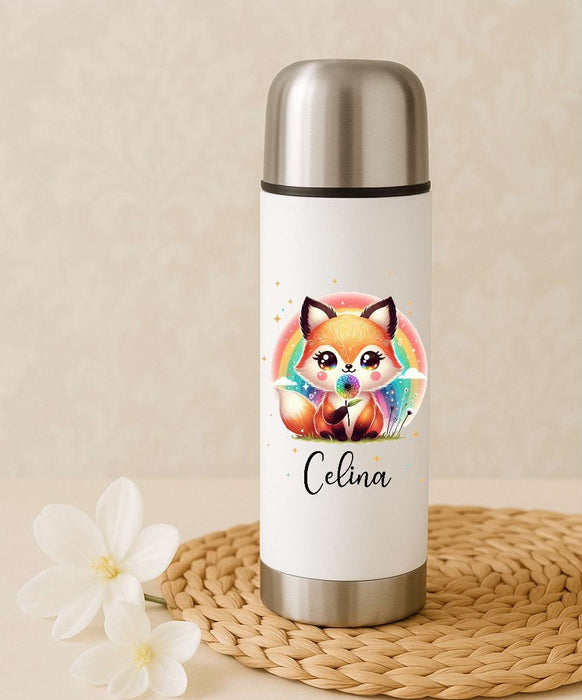 Personalisierte Thermoskanne Fuchs aus Edelstahl für Kinder mit Namen, für Schule &  Kindergarten - CreativMade 