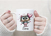 Kindertasse personalisiert mit Namen Eule Mädchen Emaille Keramik Kunststoff Geschenk - CreativMade 