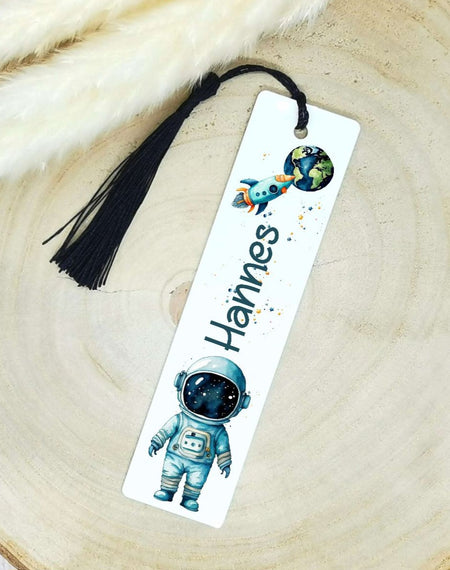 Lesezeichen Astronaut Kinder personalisiert mit Name Junge Lesehilfe Einschulung - CreativMade 