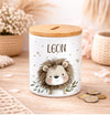 Kinder Spardose mit Name Löwe – Personalisierte Spardose für Kinder Keramik mit Bambusdeckel für Jungen oder Mädchen Waldtiere Safari Tiere Zootiere - CreativMade