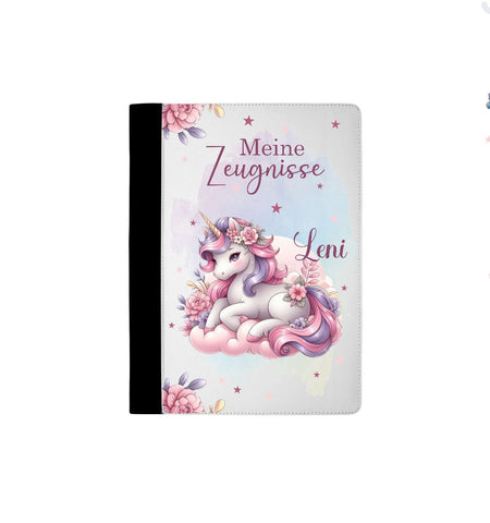 Personalisierte Zeugnismappe mit Namen Einhorn– Mappe für Schulzeugnisse A4 | Geschenk zur Einschulung Mädchen - CreativMade