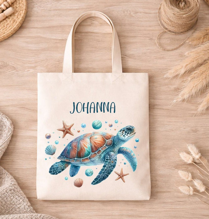 Kinder Turnbeutel mit Namen personalisiert – Schildkröte Sportbeutel für Kindergarten, Schule und Schwimmen - CreativMade 