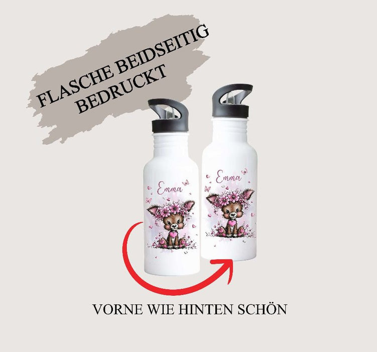 Kindergarten Set personalisiert Reh – Rucksack, Trinkflasche & Brotdose mit Namen Kitakind - CreativMade 