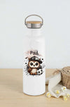 Personalisierte Kinder Trinkflasche mit Namen Eule – Edelstahl Thermosflasche auslaufsicher für Kindergarten & Schule - CreativMade