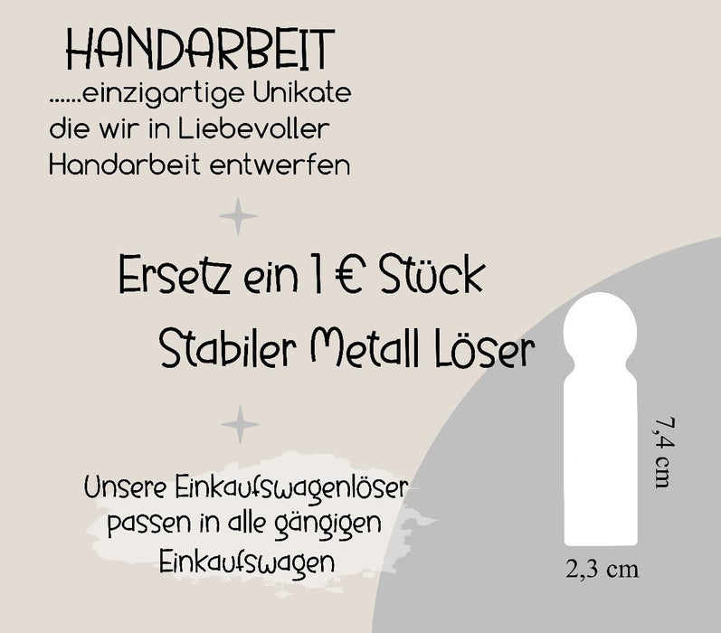 Einkaufswagenlöser personalisiert mit Namen Pinguin Einkaufchip Wagenlöser Metall Schlüsselanhänger