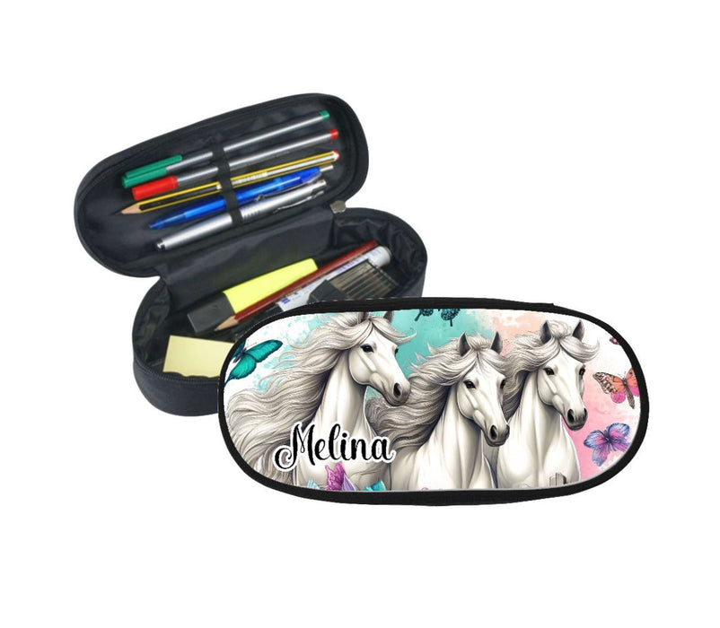 Personalisiertes Federmäppchen Pferd Stifte Etui mit Namen Stifte-Mäppchen Federmappe Federtasche Erwachsene & für Kinder - CreativMade