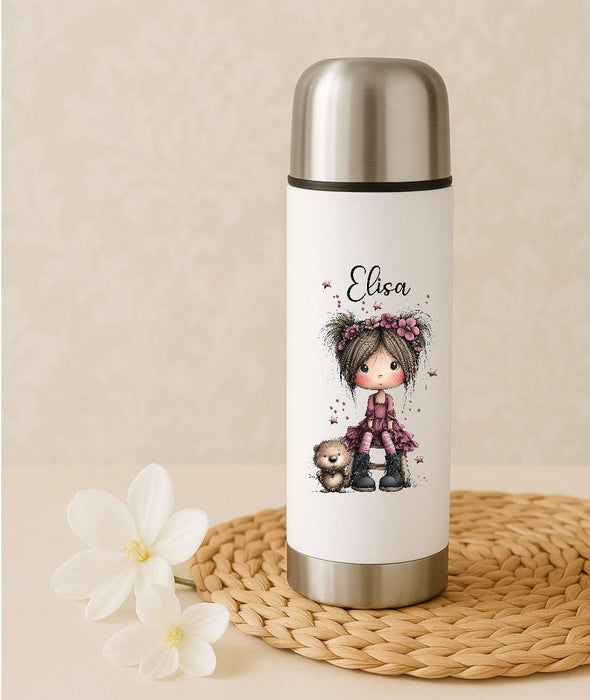 Thermoskanne personalisiert mit Namen Mädchen Edelstahl Isolierflasche Thermoflasche Geschenkidee - CreativMade