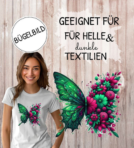 Bügelbild Schmetterling Erwachsene Aufbügelmotiv Textilaufbügler für Kleidung & Stoffe DIY Transferbild & Geschenkidee Damen - CreativMade