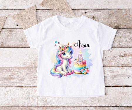 Kinder Geburtstagshirt personalisiert mit Namen Einhorn Mädchen erster Geburtstag Kinder T-Shirt Geburtstag - CreativMade