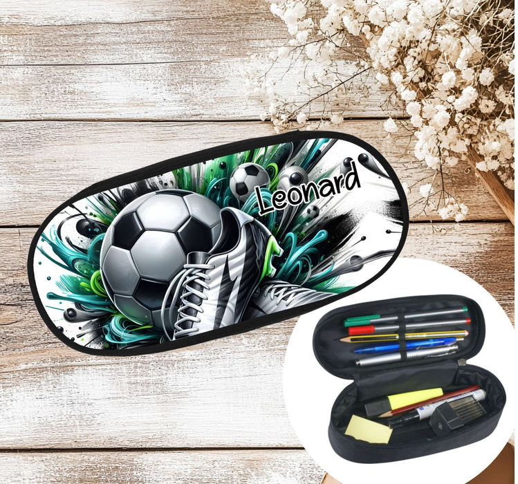 Personalisiertes Federmäppchen mit Namen Fußball Stifte-Etui Federtasche Federmappe Erwachsene & Kinder - CreativMade