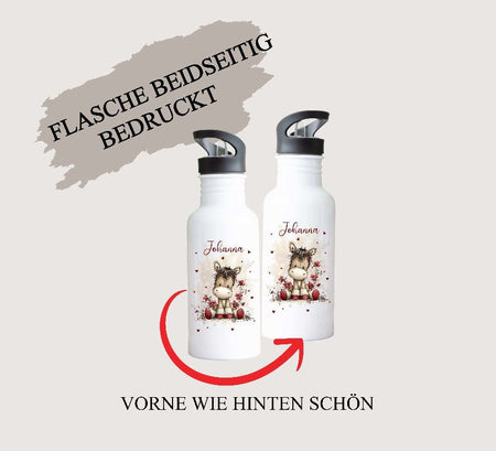 Brotdose & Trinkflasche personalisiert - Esel - Kinder Set mit Namen Edelstahl Trinkflasche - CreativMade 