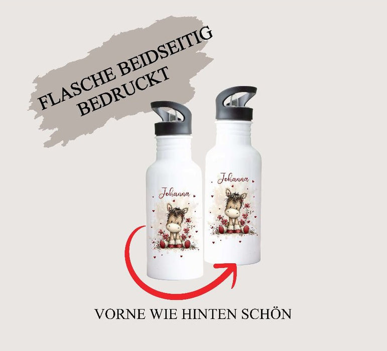 Kindergarten Set personalisiert Esel – Rucksack, Trinkflasche & Brotdose mit Namen Kitakind - CreativMade 