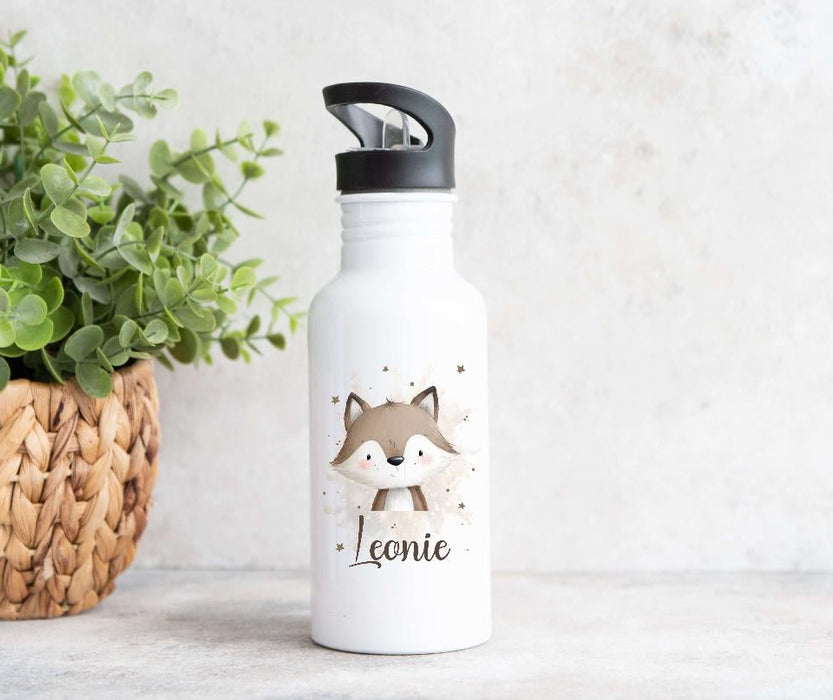 Brotdose & Trinkflasche personalisiert - Fuchs - Kinder Set mit Namen Edelstahl Trinkflasche - CreativMade 