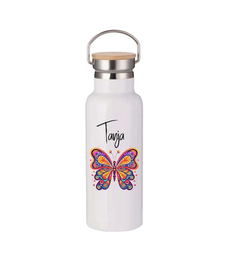 Personalisierte Thermosflasche mit Name Schmetterling Trinkflasche Thermoskanne - CreativMade 