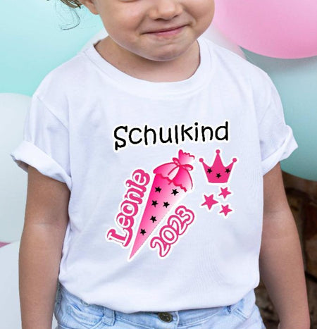T-Shirt Schulkind Einschulung mit Name Schultüte Mädchen personalisiert - CreativMade 