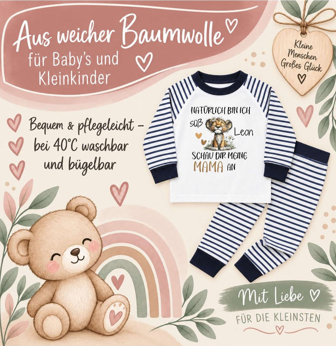 Kinder Schlafanzug mit Namen – Bär „Natürlich bin ich süß“ – Personalisierter Pyjama | CreativMade .