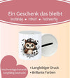 Personalisierte Kinderspardose mit Namen Eule Fußball – Keramik Spardose zur Einschulung, Geburt oder Taufe - CreativMade