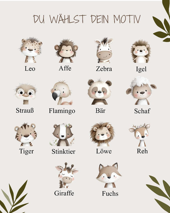 Kinder Spardose mit Name Löwe – Personalisierte Spardose für Kinder Keramik mit Bambusdeckel für Jungen oder Mädchen Waldtiere Safari Tiere Zootiere - CreativMade