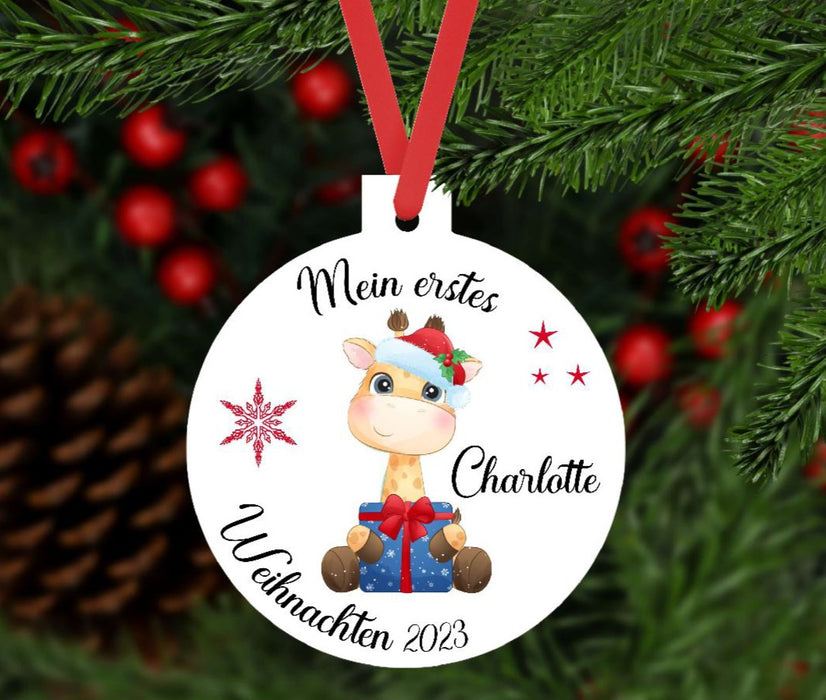 Mein erstes Weihnachten Weihnachtsbaum Anhänger personalisiert mit Name Junge Mädchen Christbaumschmuck Baby - CreativMade 