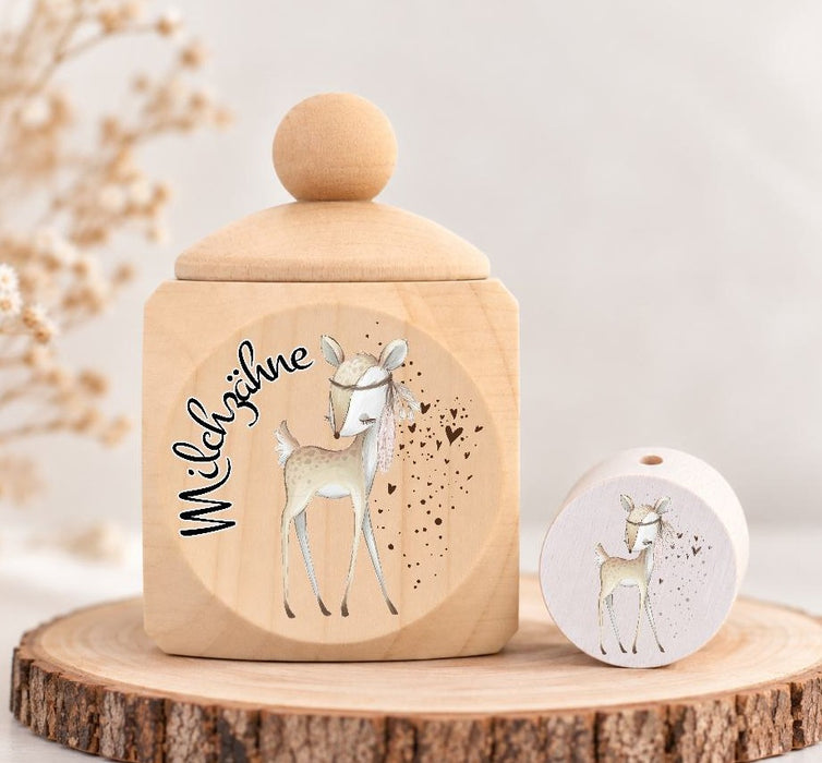 Milchzahndose Waldtiere Holz mit Motivscheibe | DIY & Kreativbedarf 6 x 4cm Zahndose | CreativMade .