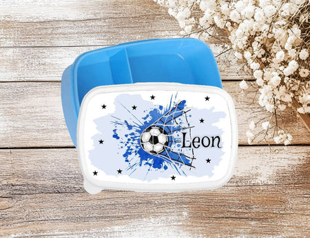 Set Brotdose und Trinkflasche personalisiert mit Namen Fußball Edelstahl 500ml Lunchbox Jungen - CreativMade