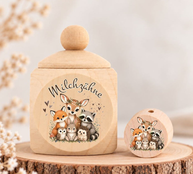 Milchzahndose Katze Holz mit Motivscheibe | DIY & Kreativbedarf 6 x 4cm Zahndose | CreativMade .