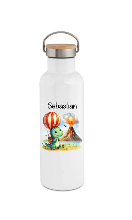 Personalisierte Kinder Trinkflasche mit Namen Drache – Edelstahl Thermosflasche auslaufsicher für Kindergarten & Schule - CreativMade