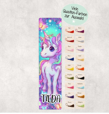Personalisiertes Lesezeichen Einhorn mit Namen – Geschenk zur Einschulung für Mädchen Metall - CreativMade