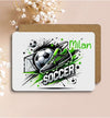 Kinder Tischset personalisiert mit Namen Fußball Jungen - abwischbar und rutschfest Platzdeckchen Platzset Tischunterlage - personalisierte Tasse Emaille oder Keramik - CreativMade 