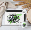 Kinder Tischset personalisiert mit Namen Fußball Jungen - abwischbar und rutschfest Platzdeckchen Platzset Tischunterlage - personalisierte Tasse Emaille oder Keramik - CreativMade 