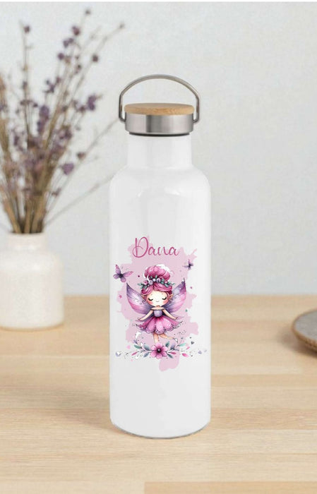 Personalisierte Kinder Trinkflasche mit Namen Fee – Edelstahl Thermosflasche auslaufsicher für Kindergarten & Schule - CreativMade