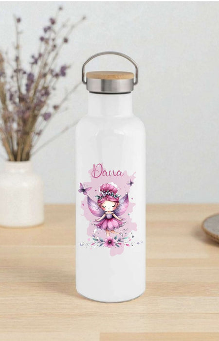 Personalisierte Kinder Trinkflasche mit Namen Fee – Edelstahl Thermosflasche auslaufsicher für Kindergarten & Schule - CreativMade