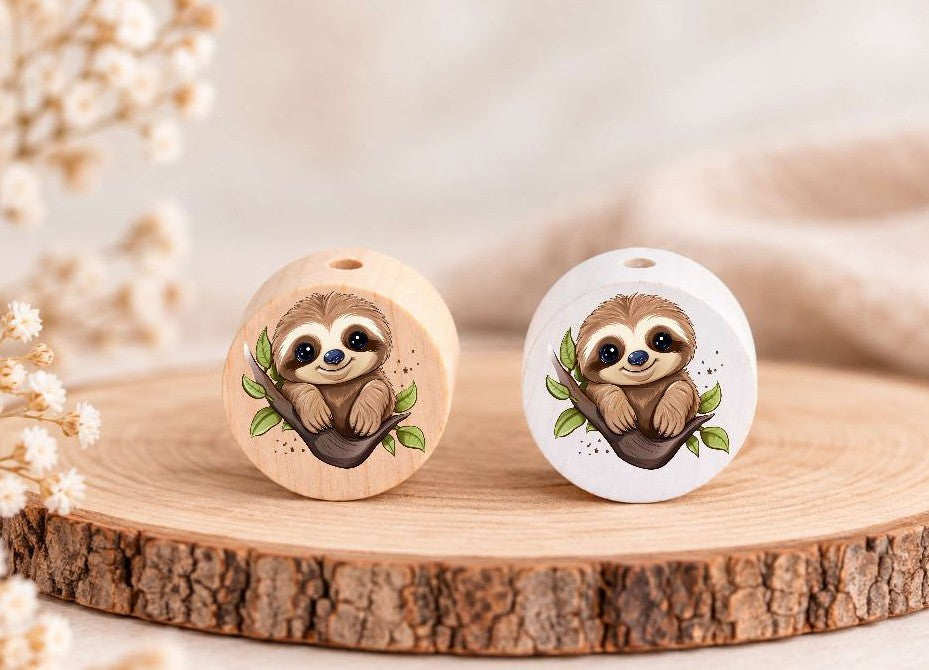 Milchzahndose Faultier Holz mit Motivscheibe | DIY & Kreativbedarf 6 x 4cm Zahndose | CreativMade .