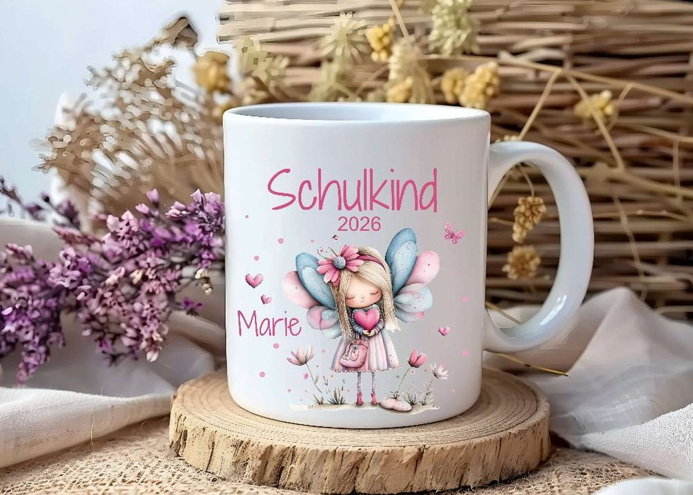 Personalisierte Einschulungstasse Fee Mädchen Schulkind Tasse mit Name Keramik - CreativMade