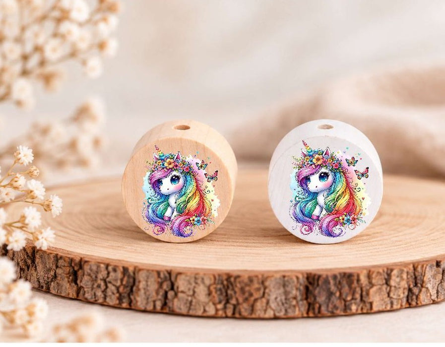 Milchzahndose Einhorn bunt Holz mit Motivscheibe | DIY & Kreativbedarf 6 x 4cm Zahndose | CreativMade .
