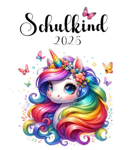 Bügelbild Einhorn Schulkind Kinder Textilaufbügler DIY Projekt hochwertiger DTF Ausdruck XL - CreativMade