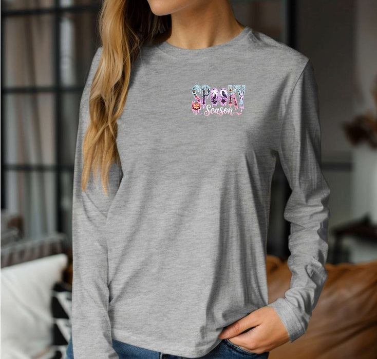 Bügelbild Spooky Season Halloween Aufbügelmotiv mit Kürbis & Geist DIY Aufbügler für T-Shirt, Pullover & Stoffe" - CreativMade