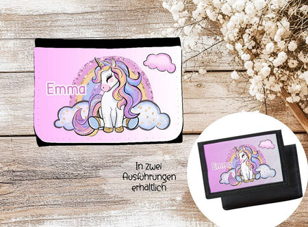 Kinder Geldbeutel personalisiert Einhorn – Geldbörse mit Namen Klettverschluss oder Reißverschluss Porte­mon­naie - CreativMade
