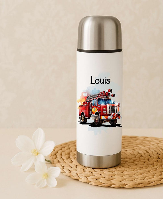 Personalisierte Thermoskanne Feuerwehrauto aus Edelstahl für Kinder mit Namen, für Schule &  Kindergarten - CreativMade 
