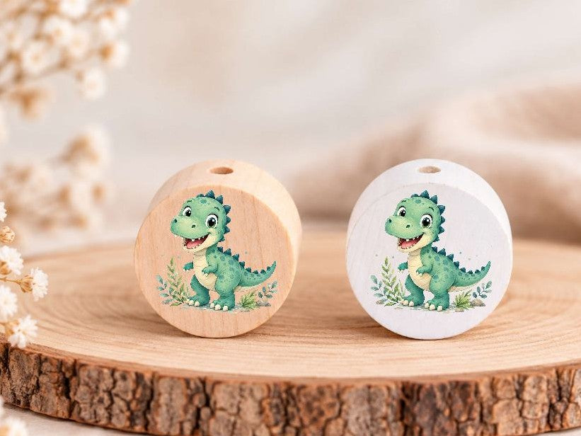 Milchzahndose Dinosaurier Holz mit Motivscheibe | DIY & Kreativbedarf 6 x 4cm Zahndose | CreativMade .