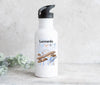 Personalisierte Trinkflasche Kinder Flugzeug -  Edelstahl Trinkflasche mit Name - Strohhalm Geschenk Einschulung Geburtstag - CreativMade 
