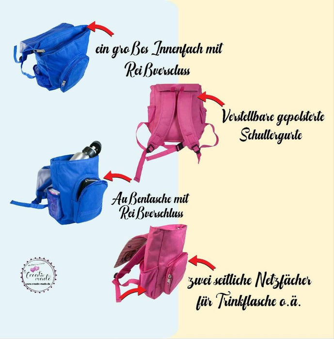 Kinderrucksack personalisiert mit Name Eule Kindergartenrucksack Mädchen Kindergartentasche Kita - CreativMade 