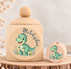 Milchzahndose Dinosaurier Holz mit Motivscheibe | DIY & Kreativbedarf 6 x 4cm Zahndose | CreativMade .