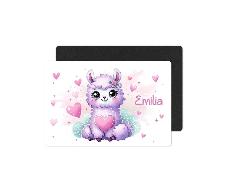Kinder Tischset personalisiert mit Namen Lama Mädchen - abwischbar und rutschfest Platzdeckchen Platzset Tischunterlage - personalisierte Tasse Emaille & Keramik - CreativMade 